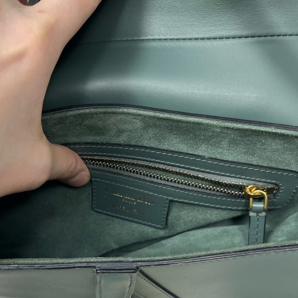 Dior Saddle Bag Classic Medium Green Matte Leather Shoulder Bag Guitar Strap - Picture 5 of 9